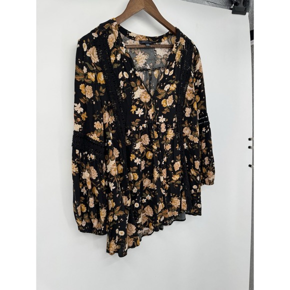 American Eagle Floral Babydoll Top Fairy Grunge Boho Lace Festival Peasant - Picture 3 of 15